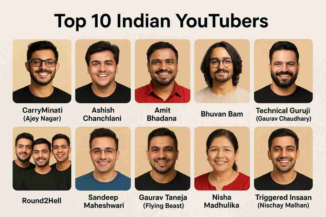 top 10 indian youtuber